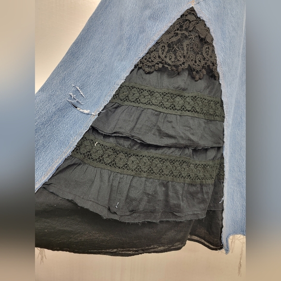 Bohemian Hippie Vibe Levi's 501 Jean Skirt Upcycled - Picture 8 of 15